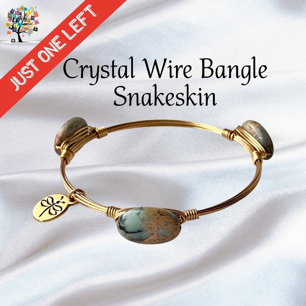 Crystal Wire Bangle Snakeskin Stones - Picture 1 of 2